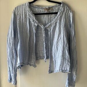 light blue linen FLAX cardigan/top